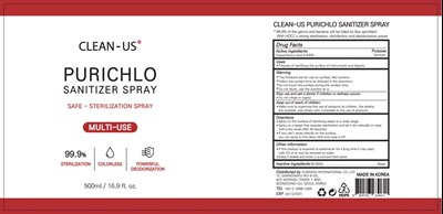 02 Clean Us Purichlo Sanitizer Spray 500ml Label